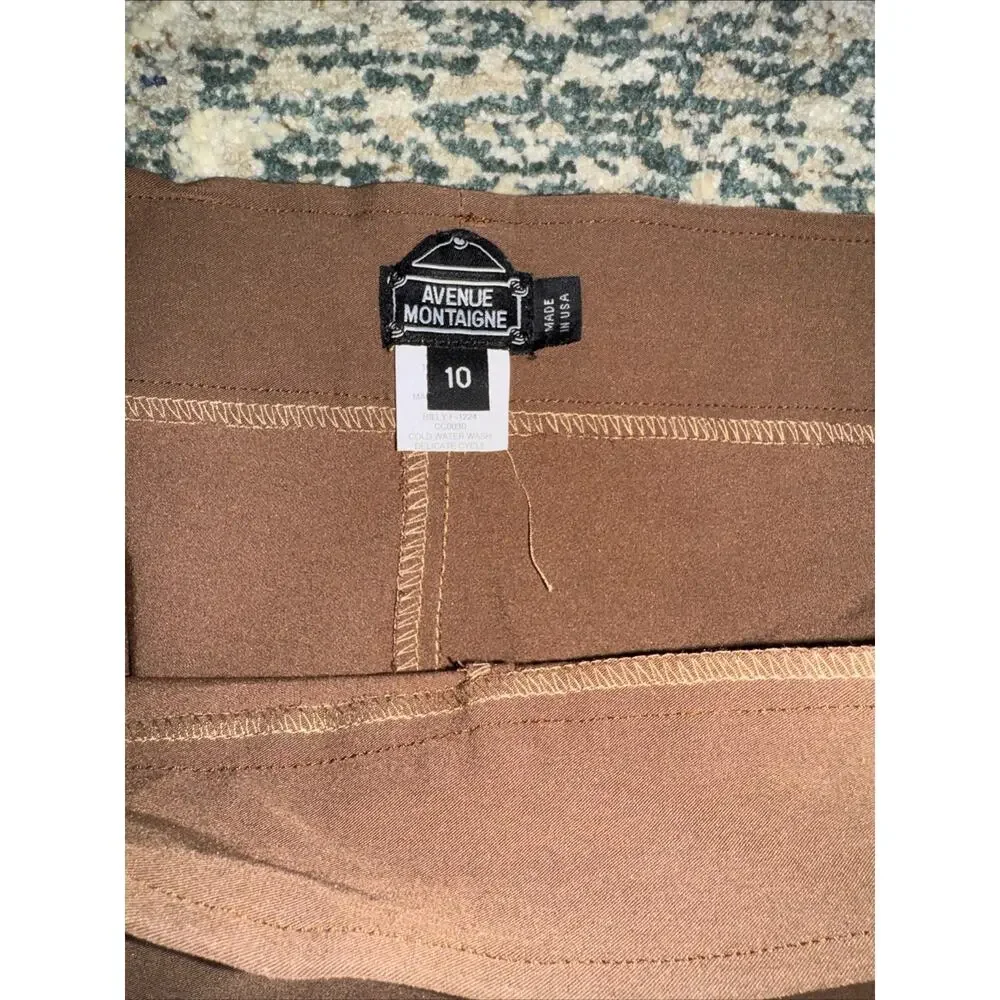 Avenue Montaigne Women's‎ Billy F1224 Tan Pull on Pants Stretch Sz 10 Camel
